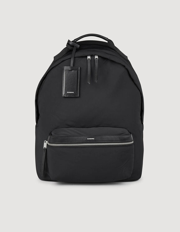 Canvas and leather backpack Black Homme