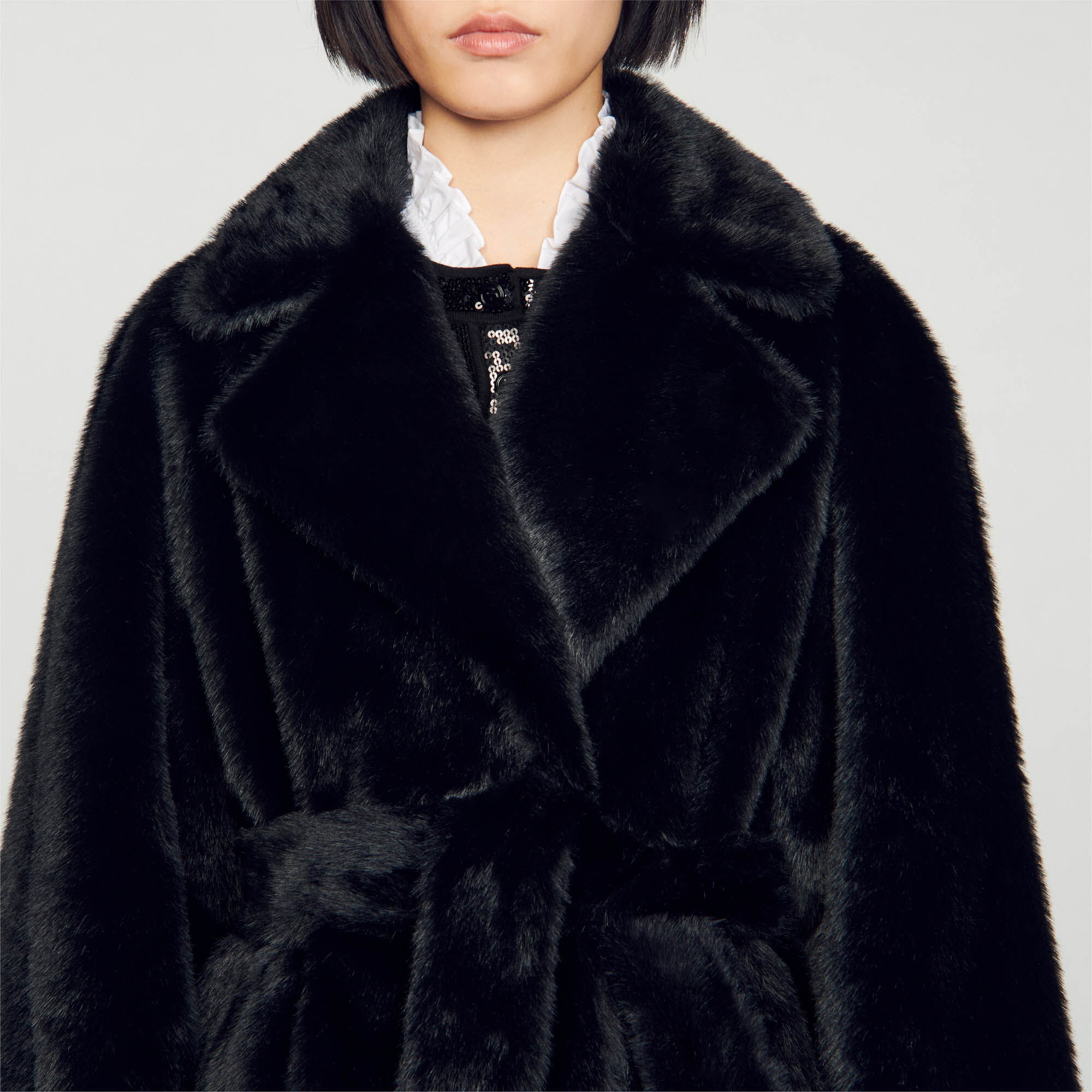 Manteau fourrure sales noir zara