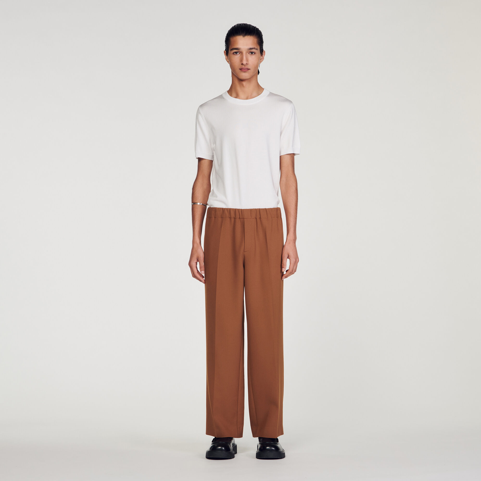 Caramel wide top leg trousers