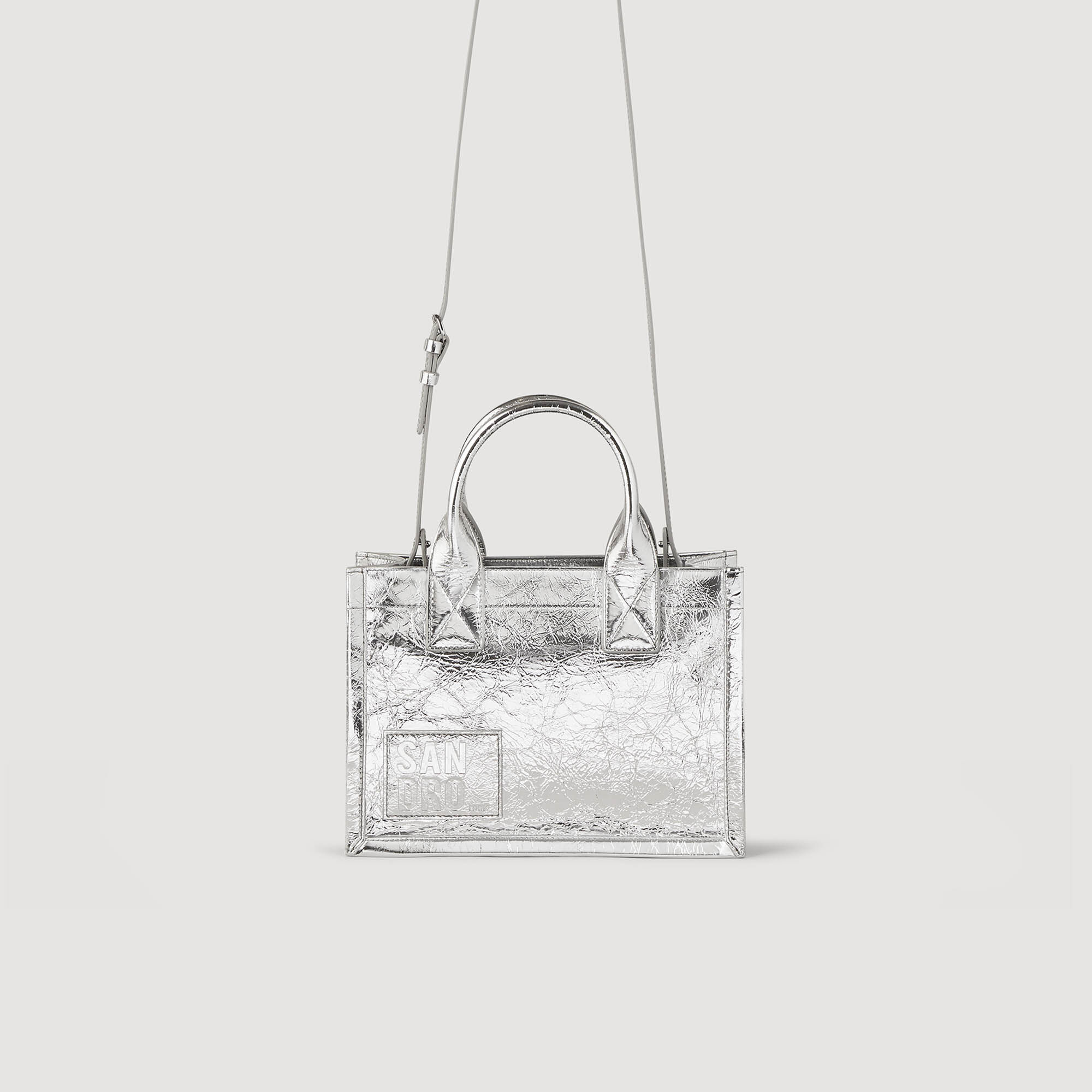 Kasbah small metallic leather tote bag SFASA01283 Silver Bags