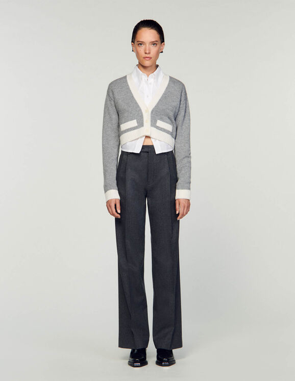 Cropped knitted cardigan Grey Femme