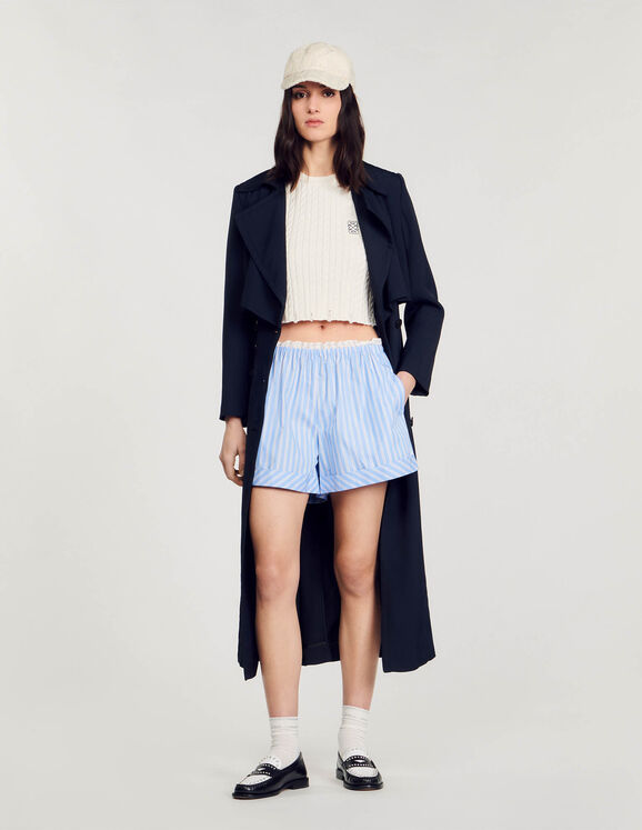 Weite Shorts aus Baumwolle Bleu / Blanc Femme