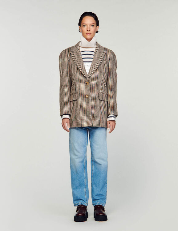 Checked suit jacket Beige / Brown Femme