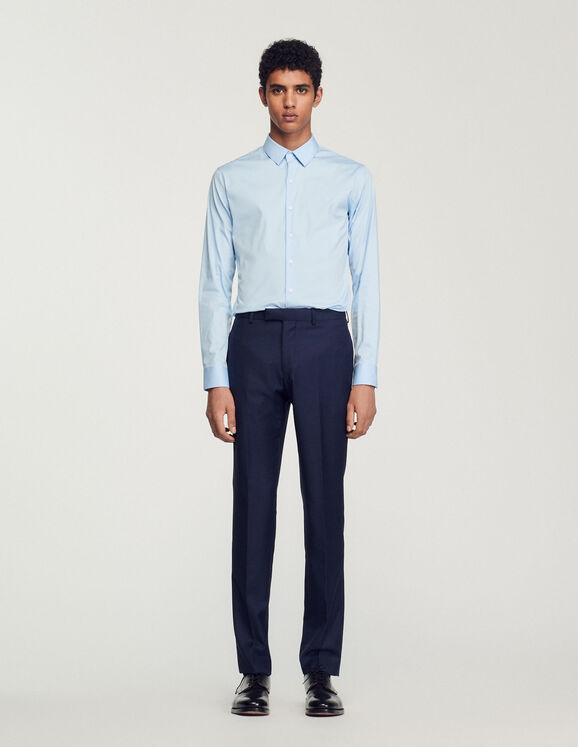 Fitted stretch cotton shirt Sky Blue Homme