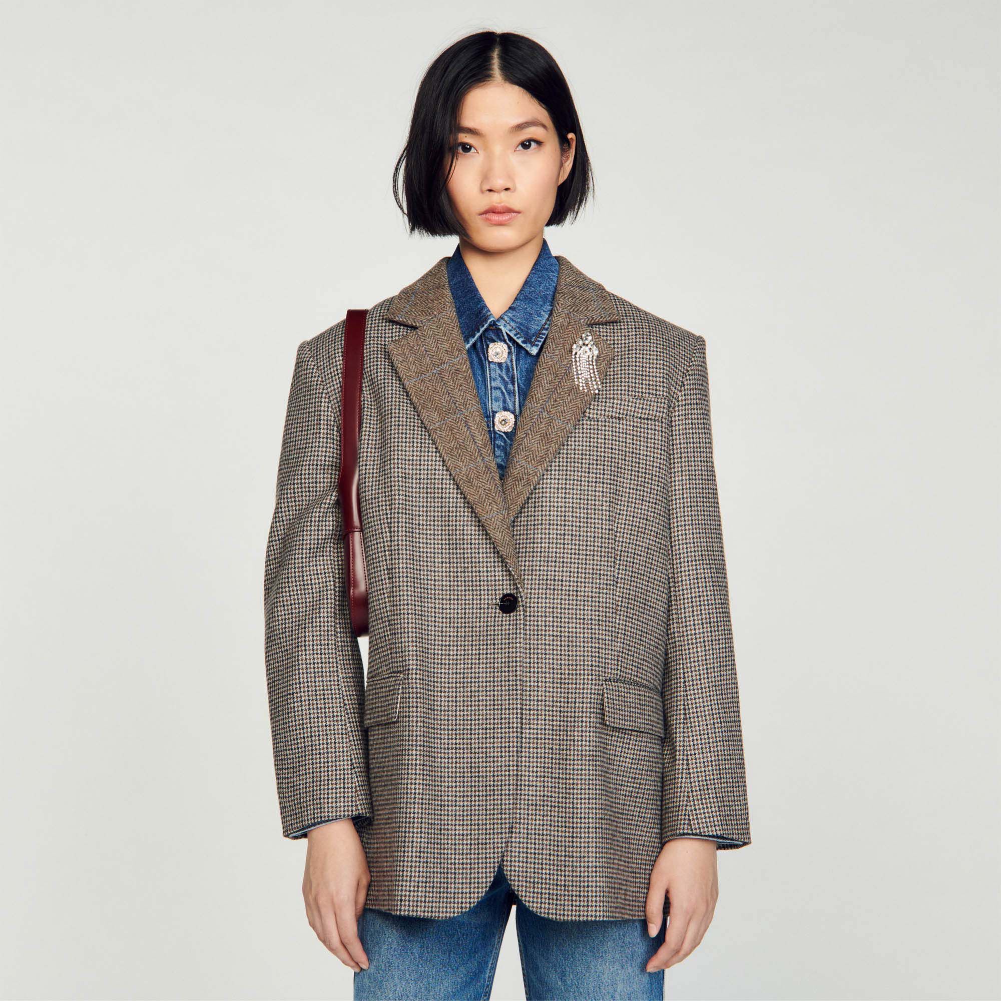 Sandro houndstooth top blazer
