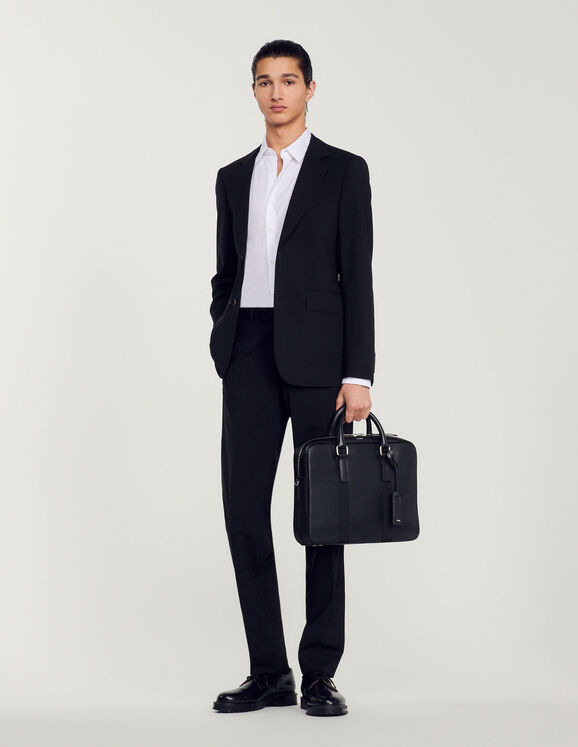Large briefcase in coated canvas Black Homme