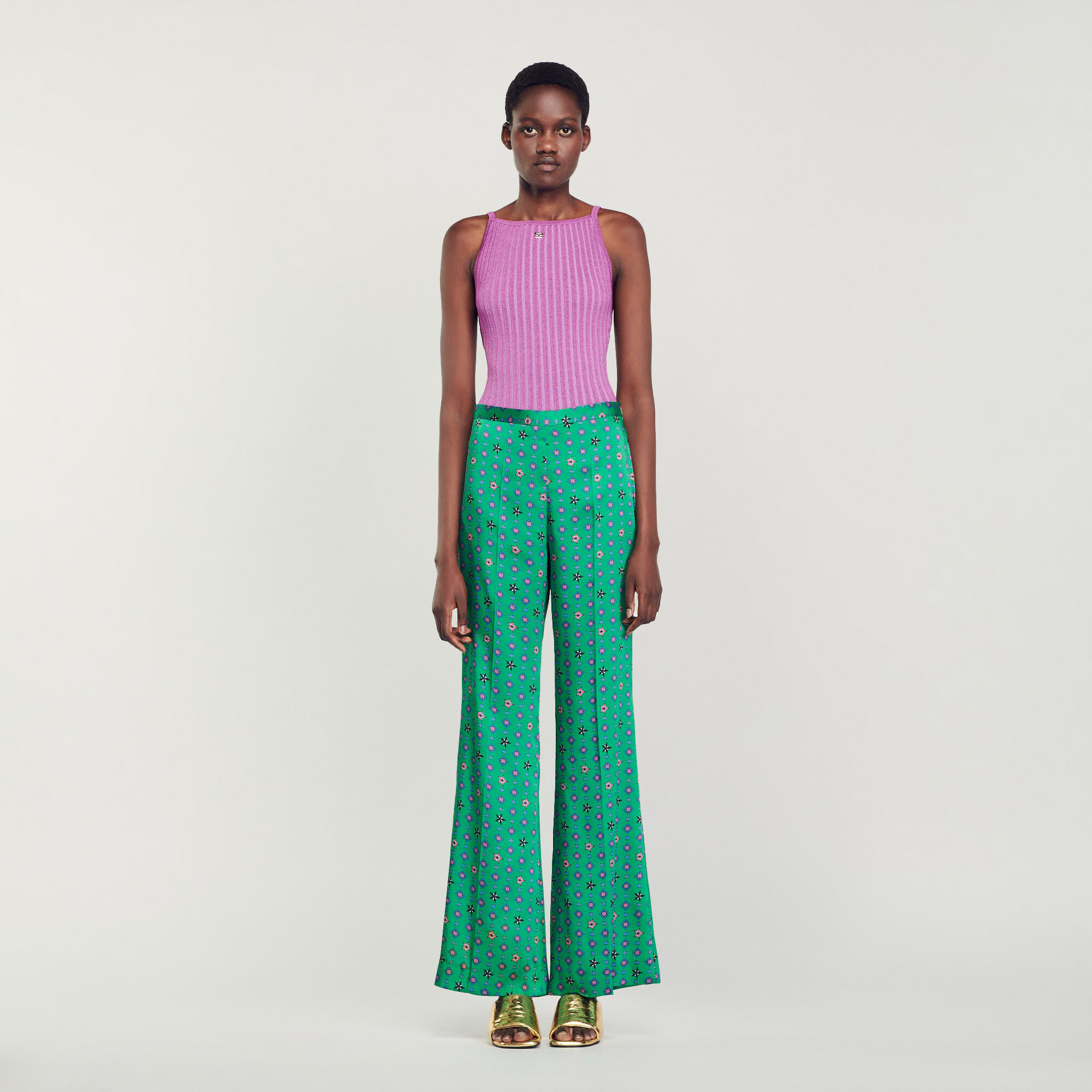 Pantalon fluide femme imprimé deals