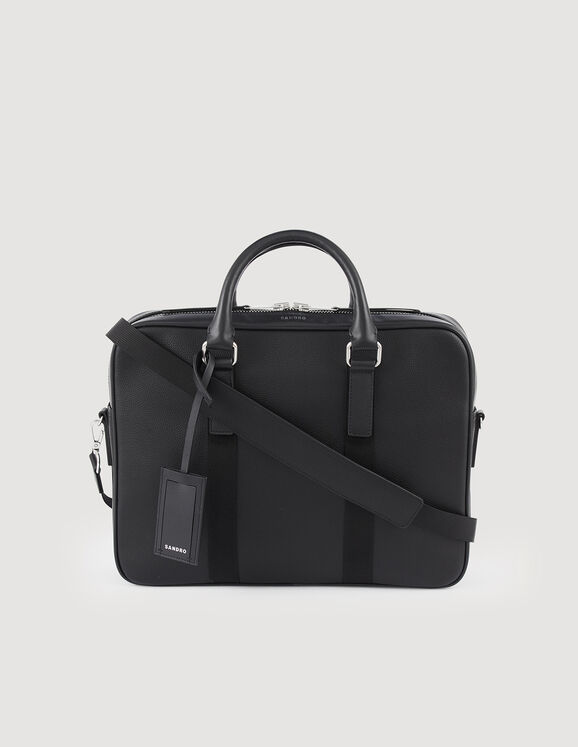 Large briefcase in coated canvas Black Homme