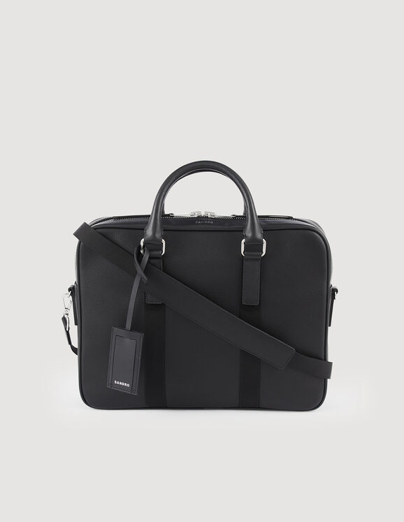 Grand briefcase en toile enduite Noir Homme