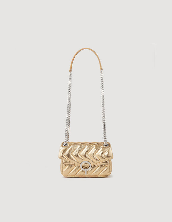 Metallic leather Yza Mini Bag Gold Femme