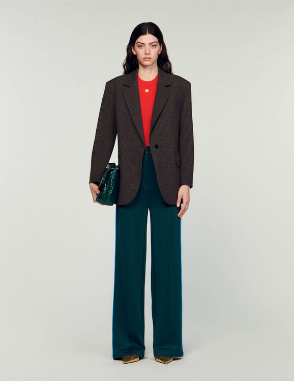 Suit jacket with small checks Brown Femme
