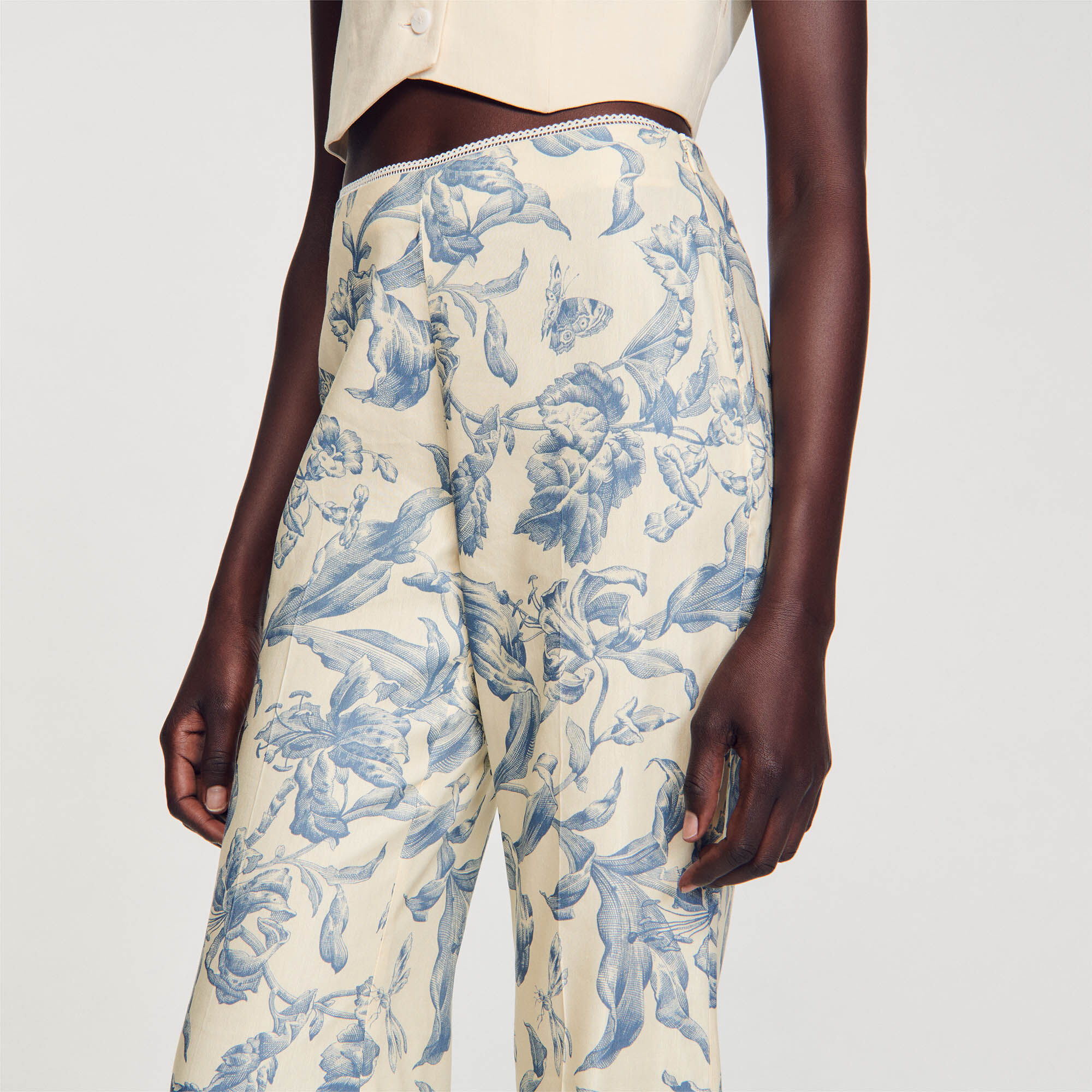 Flower print trousers SFPPA01402 Pants Sandro Paris