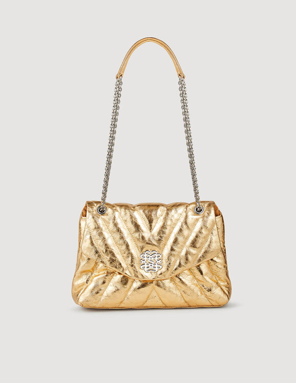 Quilted metallic leather bag Gold Femme