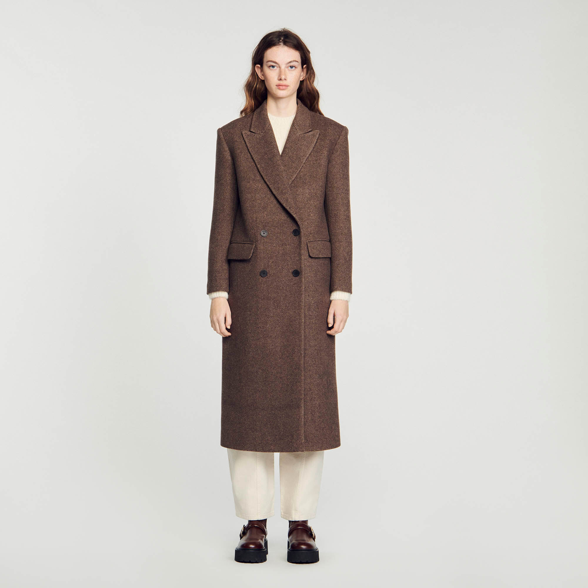 Manteau long boutonn SFPOU00568 Manteaux Sandro Paris