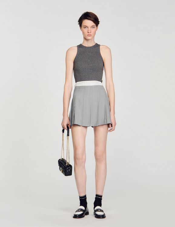 Short pleated skirt Light Grey Femme