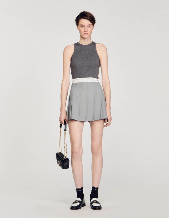 Short pleated skirt Light Grey Femme