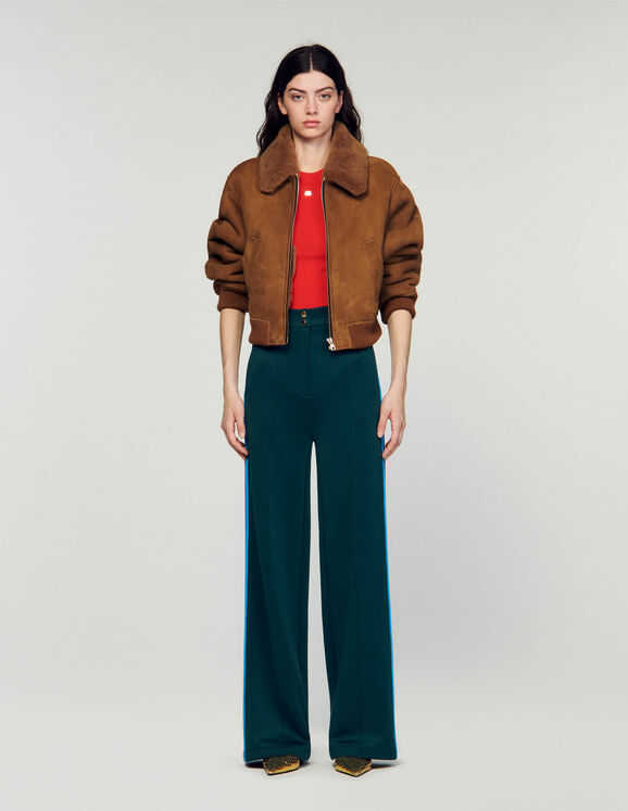 Trousers with side stripes Bottle Green Femme