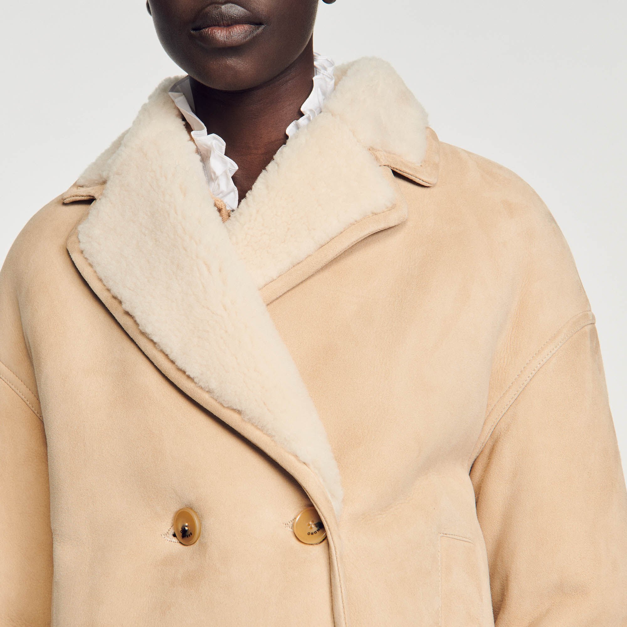 Manteau court beige clearance femme