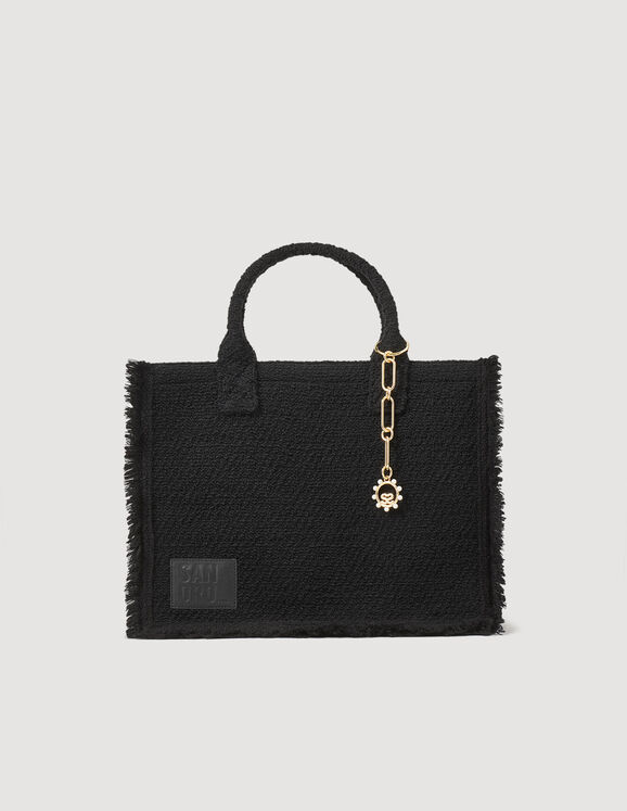 Shopping-Bag Kasbah aus Tweed Schwarz Femme