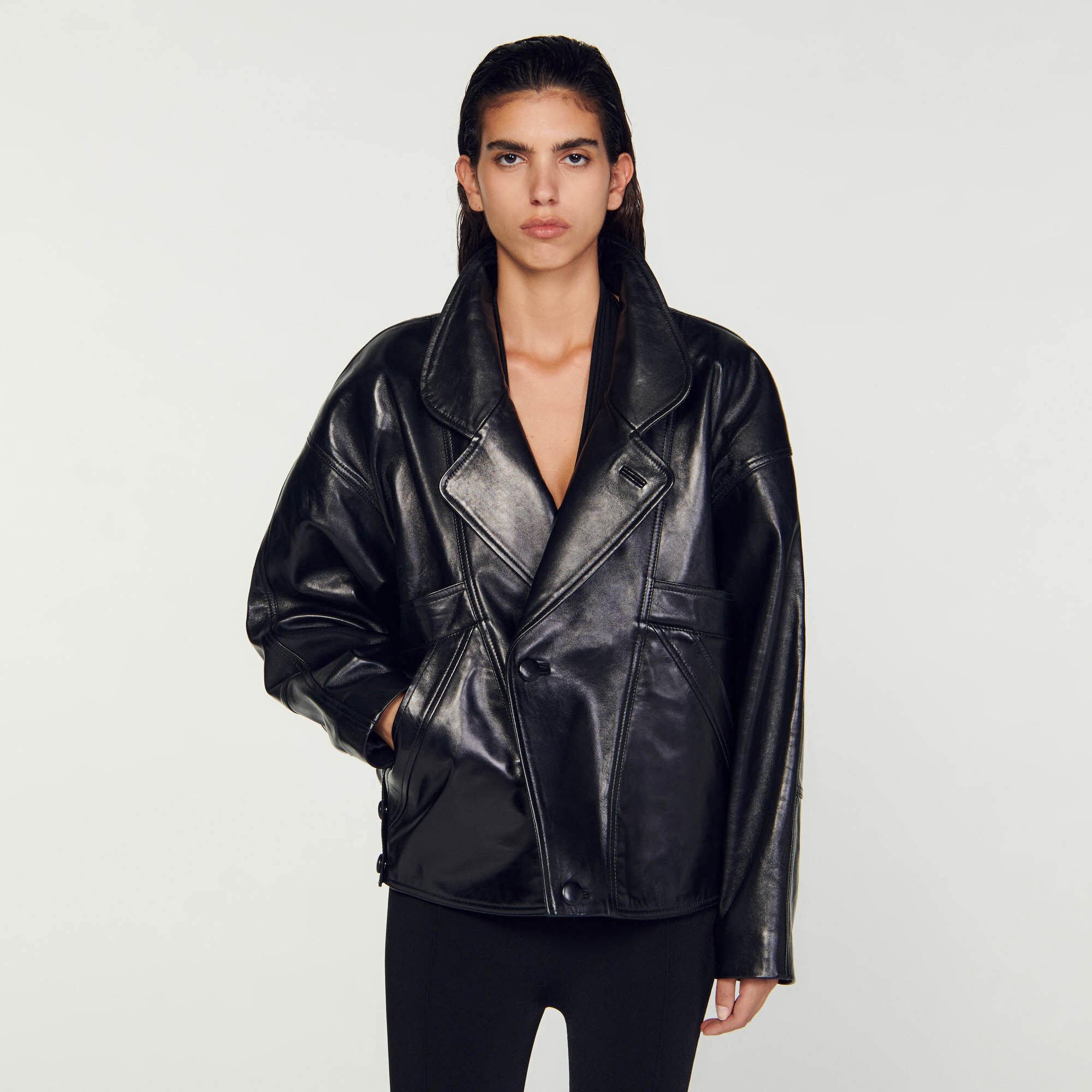 Veste en store cuir sandro homme