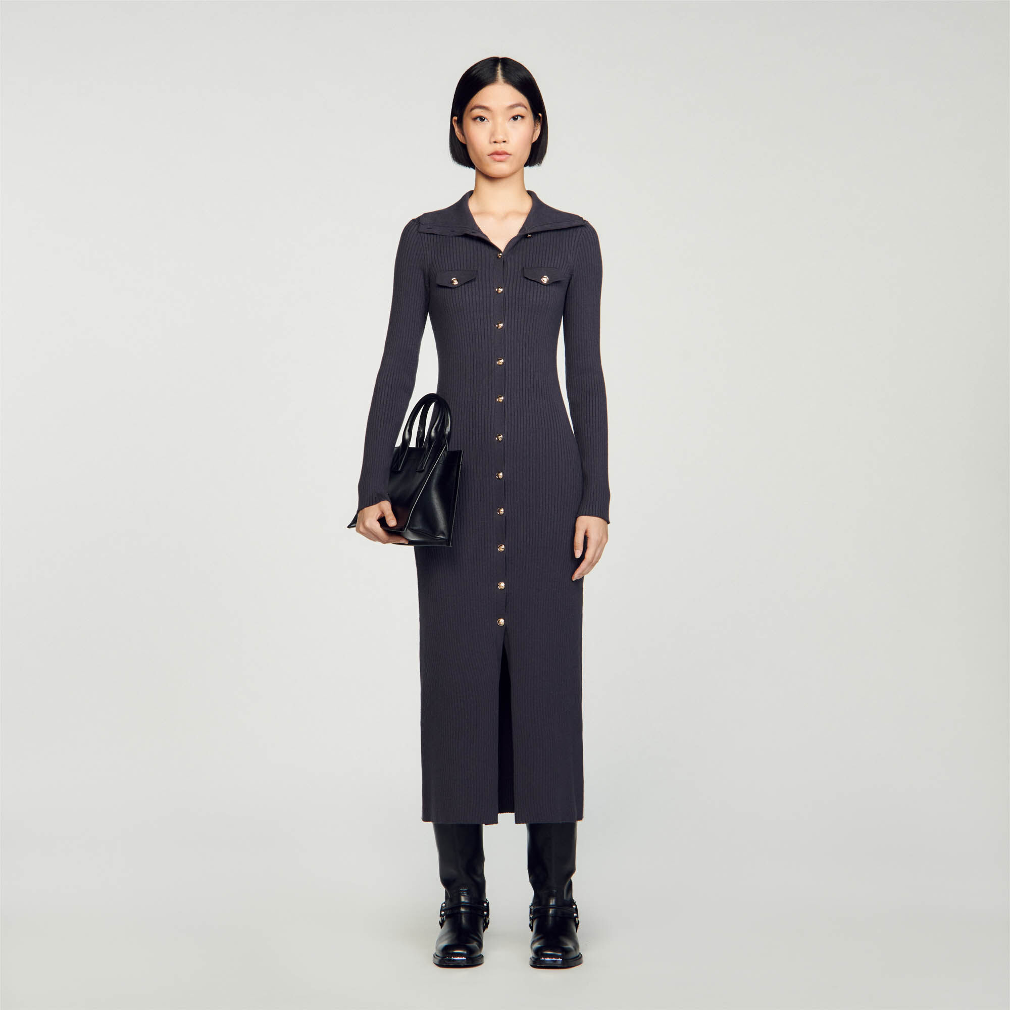 Robe longue store en maille femme