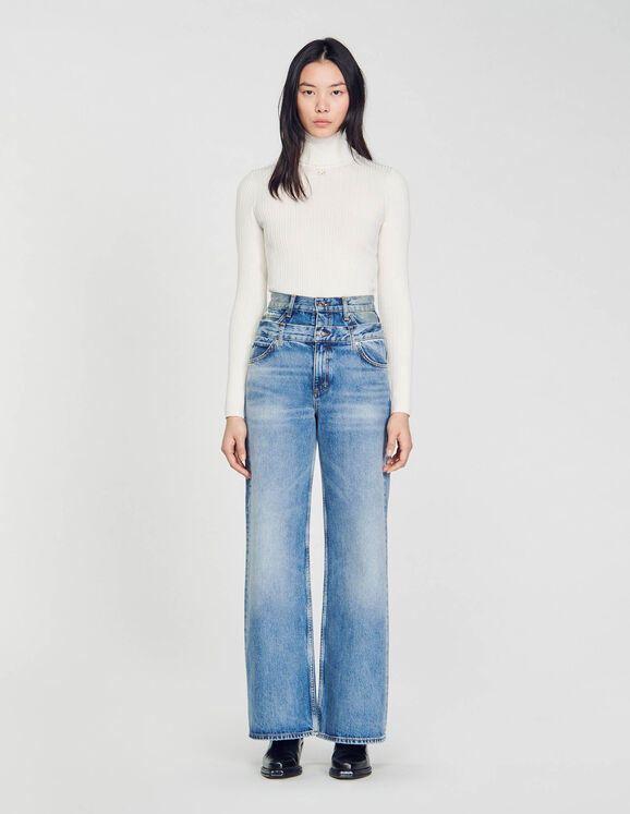 Jeans mit Doppelgürtel Bleu jean Femme