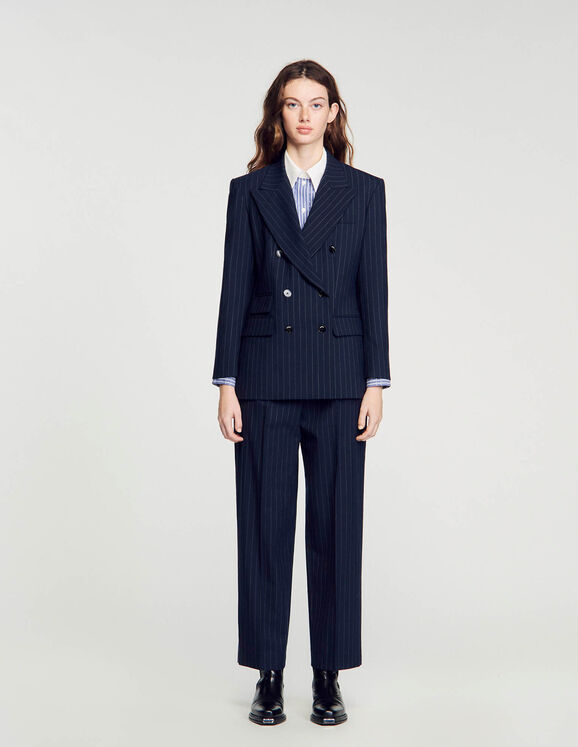 Stripy suit jacket Deep blu Femme