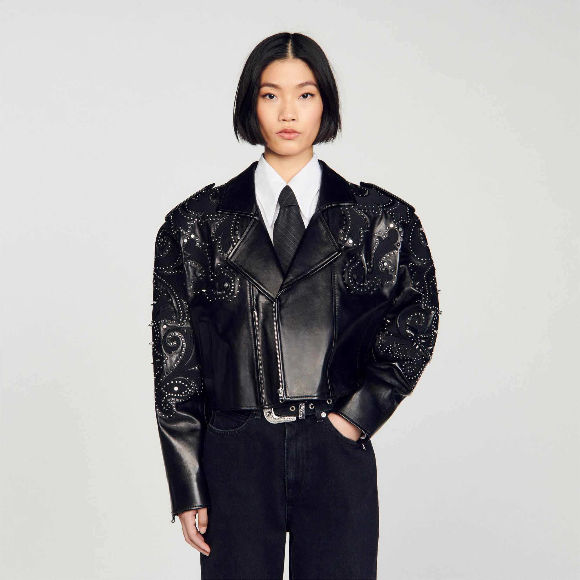 Veste cuir deals femme sandro