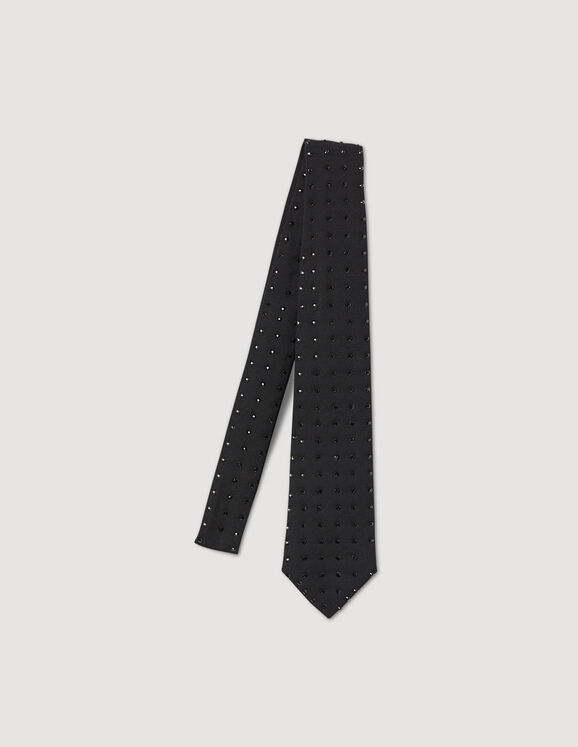Cravate strass Noir Femme