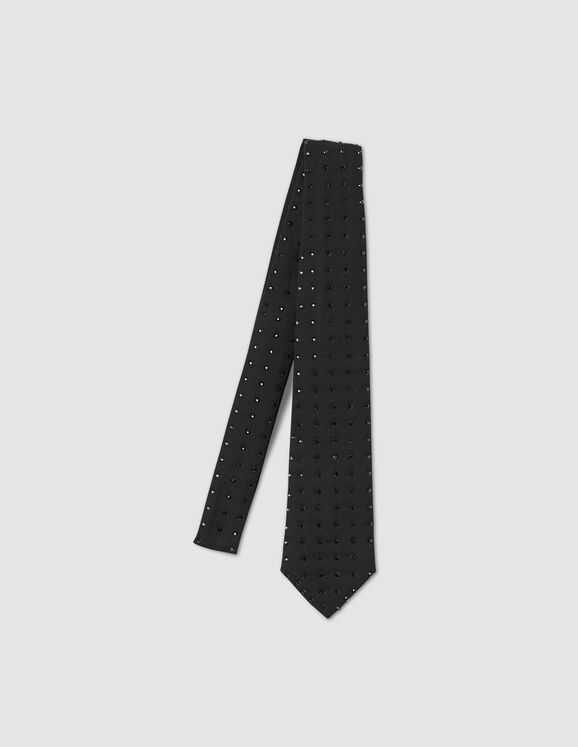 Cravate strass Noir Femme