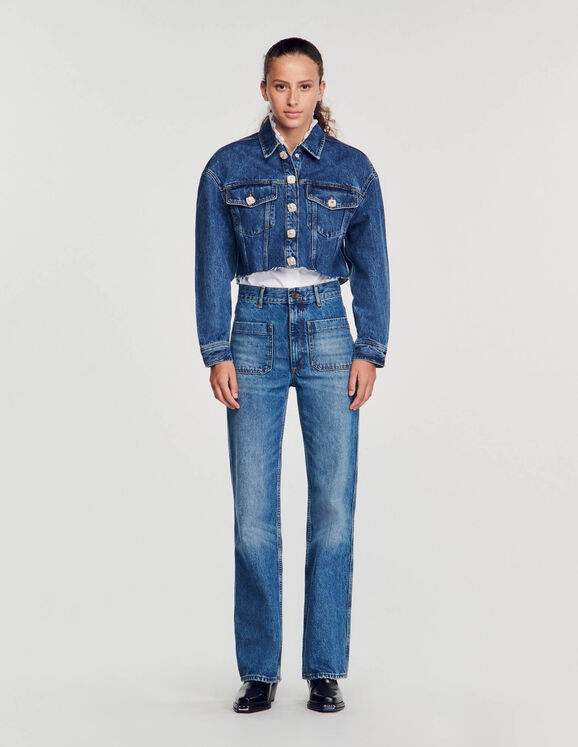 Kurze Jeans-Jacke Bleu jean Femme