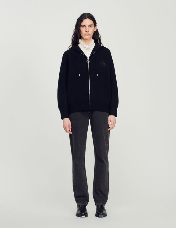 Sweatshirt zippé oversized Noir Femme