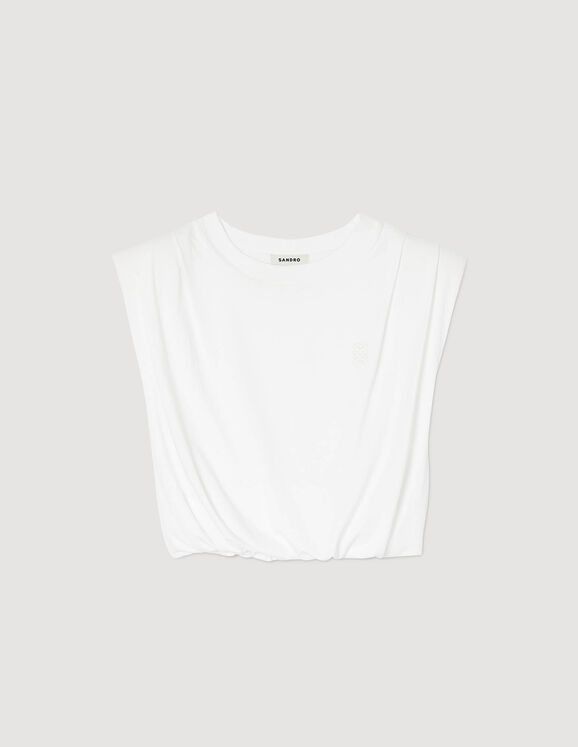 Tee-shirt court en coton blanc Femme