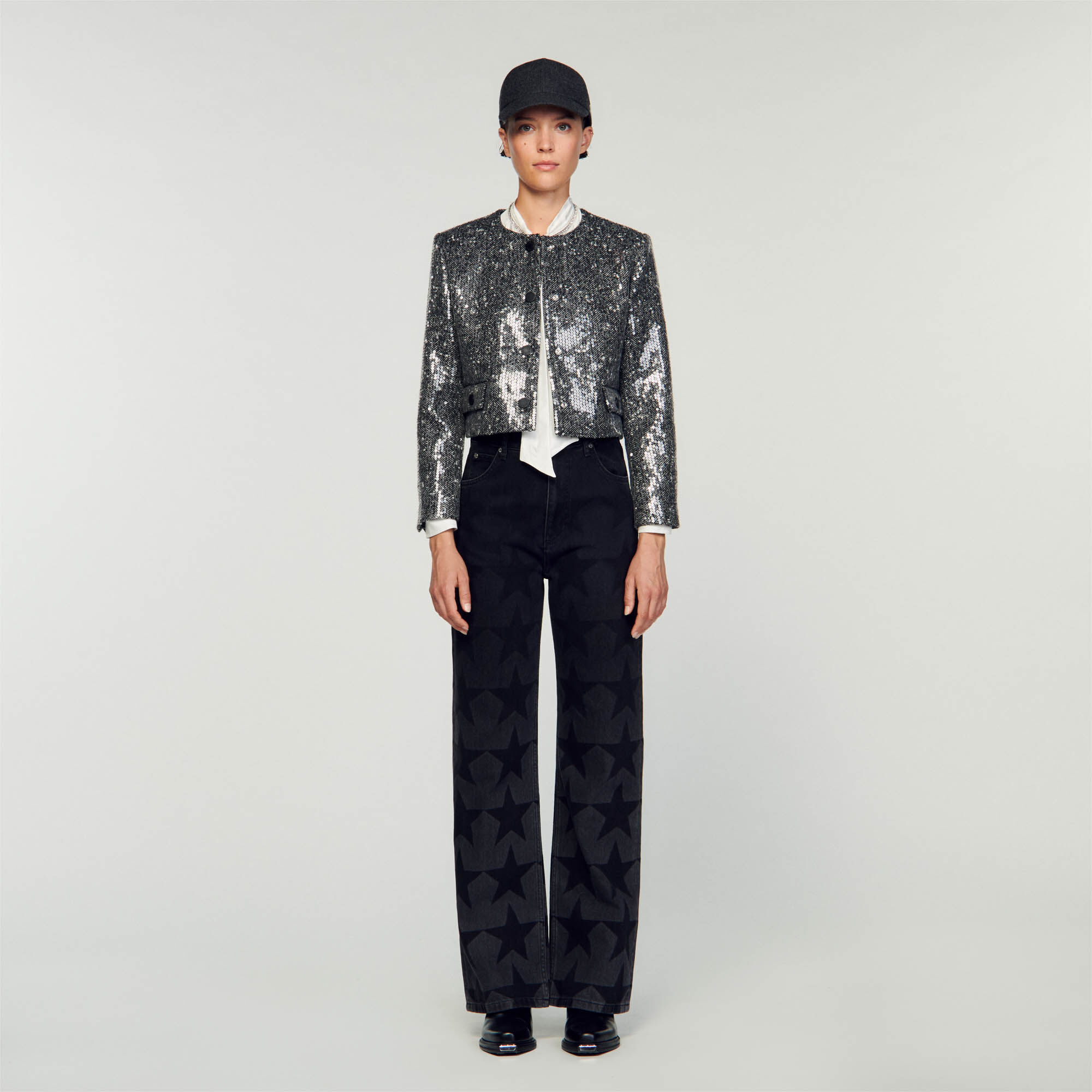 Veste courte structur e SFPVE00846 Blousons Vestes Sandro Paris