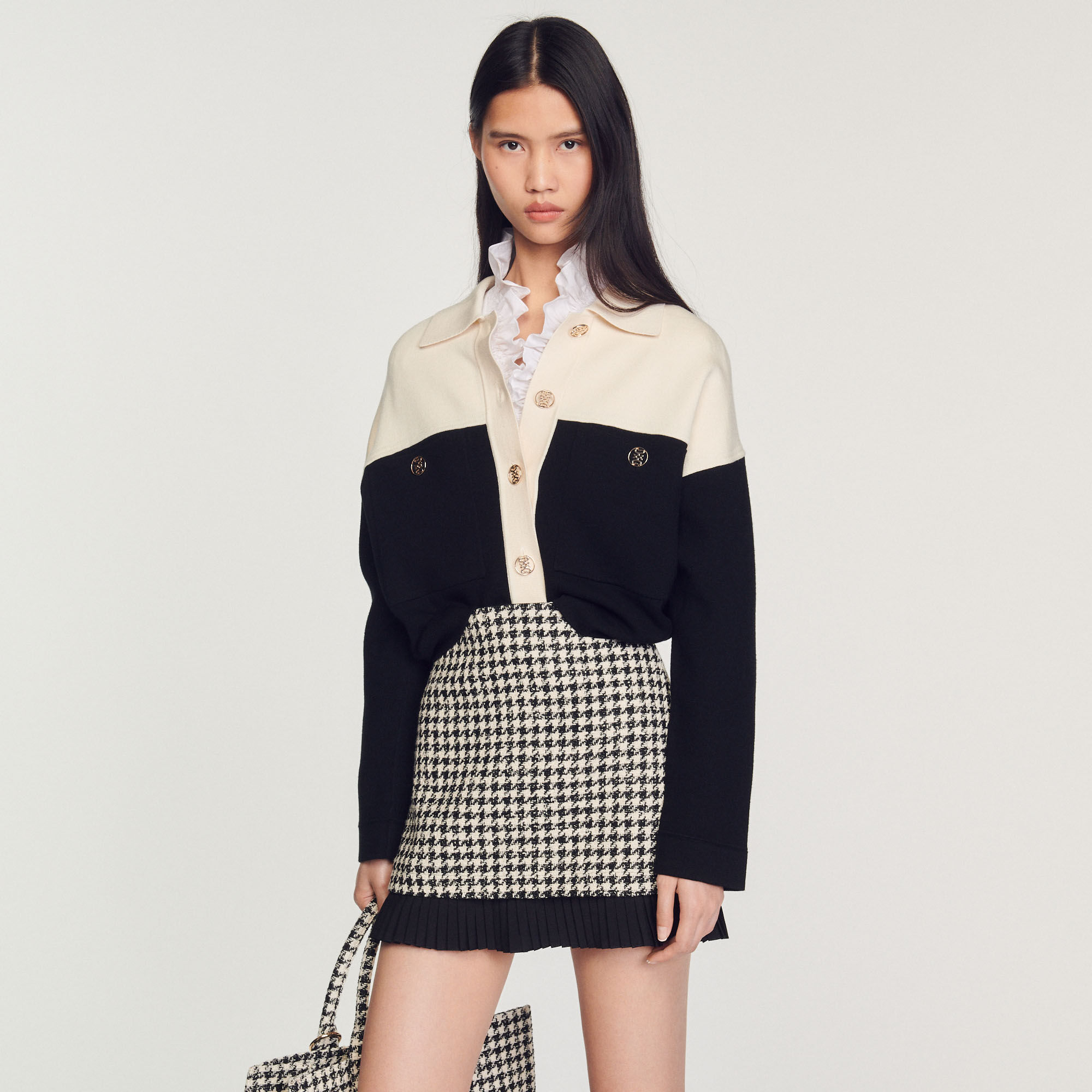 Jupe tweed pied de store poule