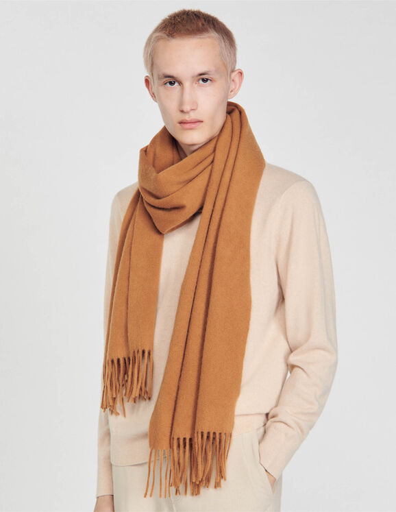 Wool  and cashmere scarf Camel Homme