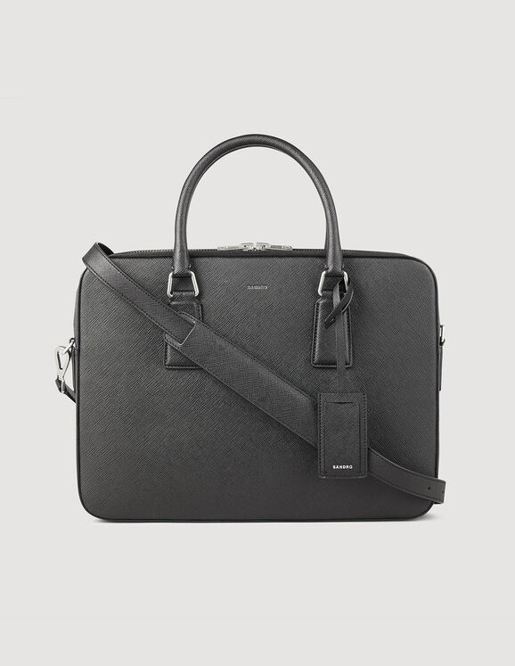 Briefcase in certified leather Black Homme