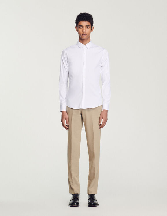 Fitted stretch cotton shirt white Homme