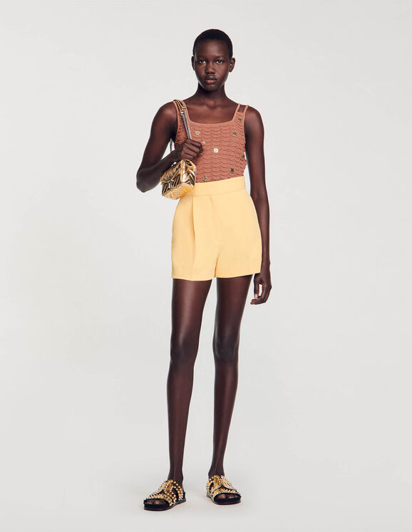 Straight-leg shorts Yellow orange Femme