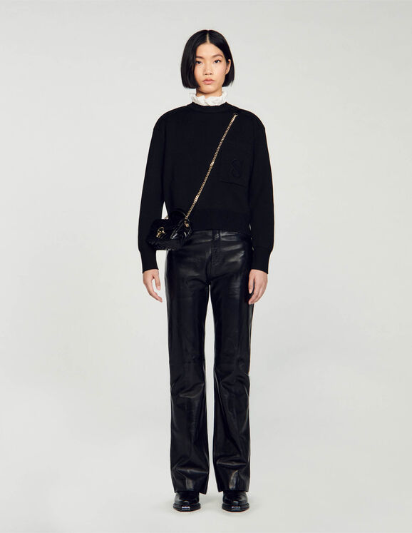Knitted jumper with high neck Black Femme