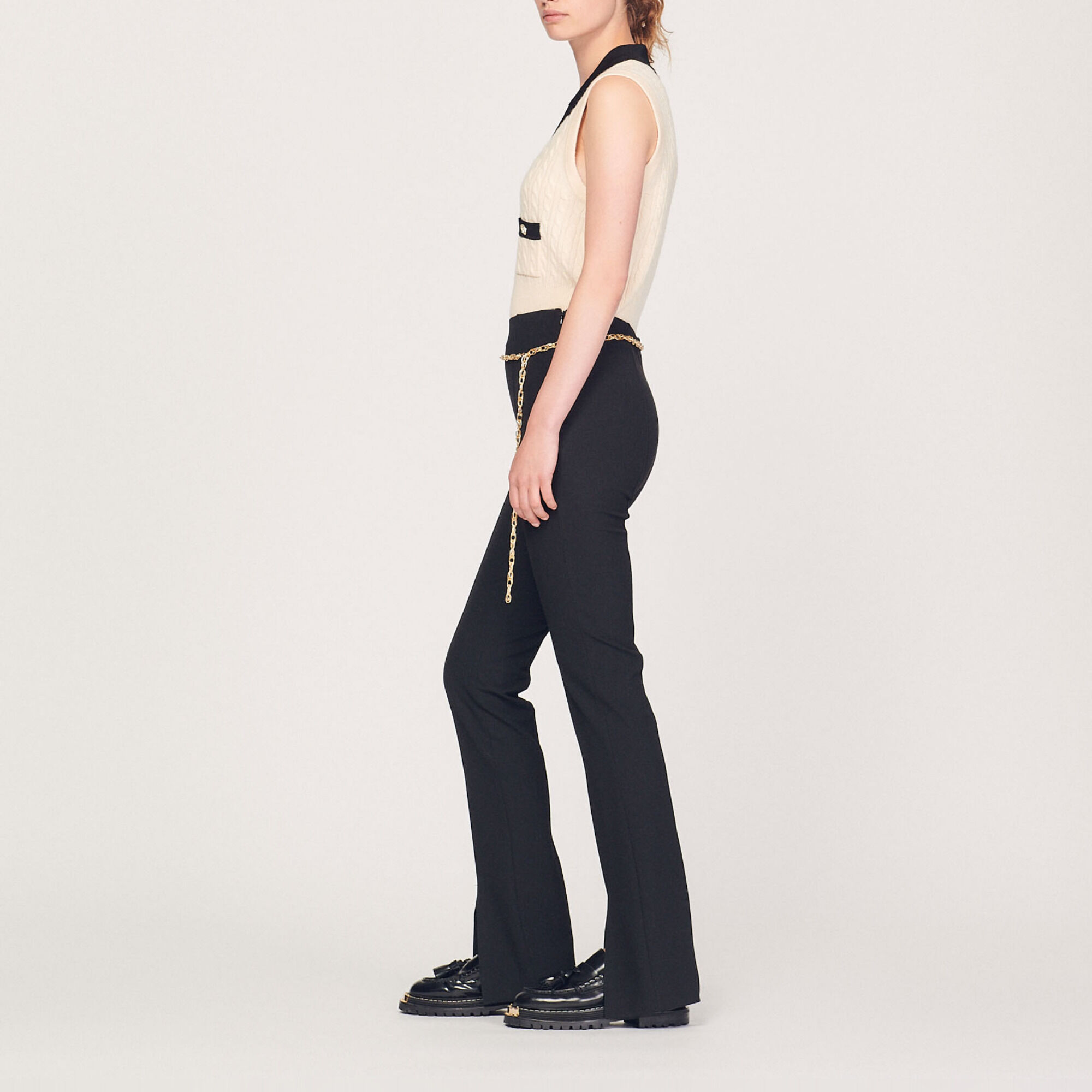 Pantalon fendu SFPPA00939 Noir Sandro Paris