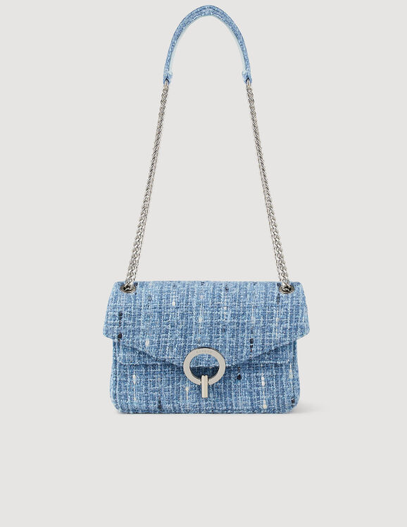 Kleine Tasche Yza aus Tweed Blau Femme