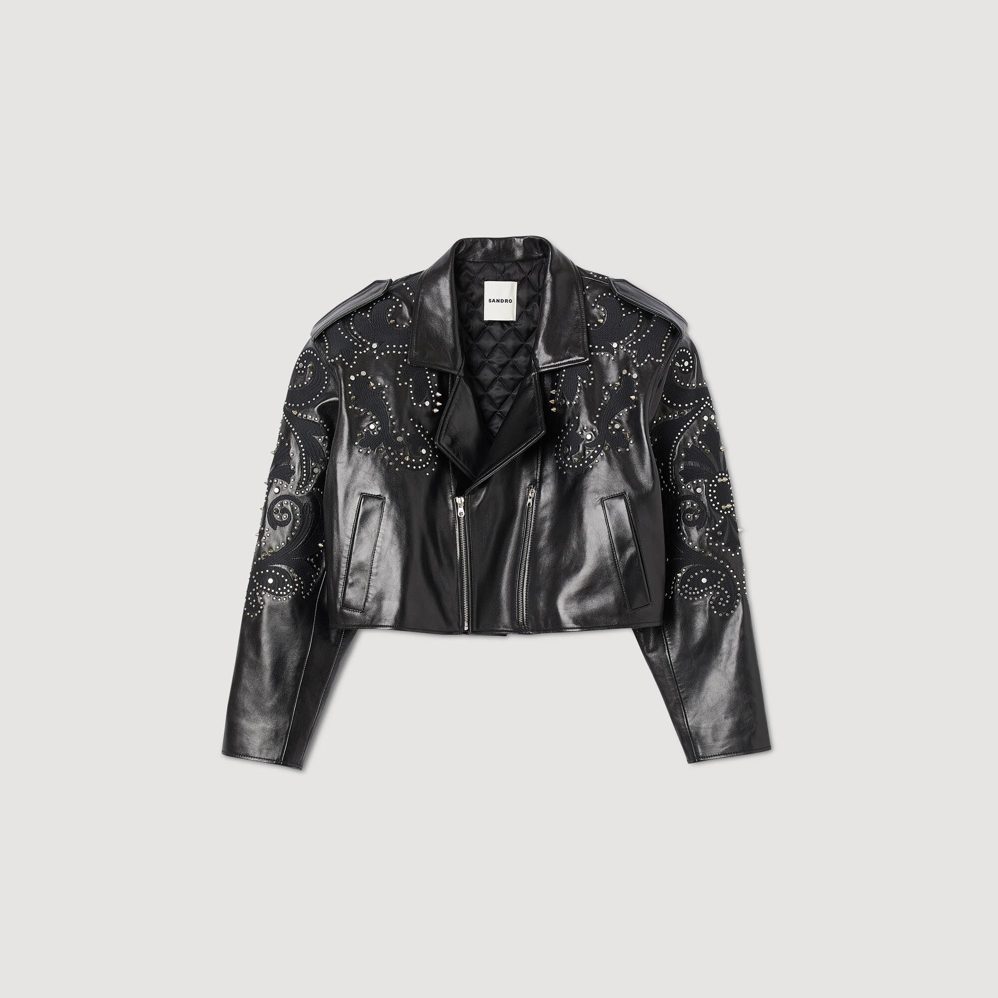 Blouson en cuir clout