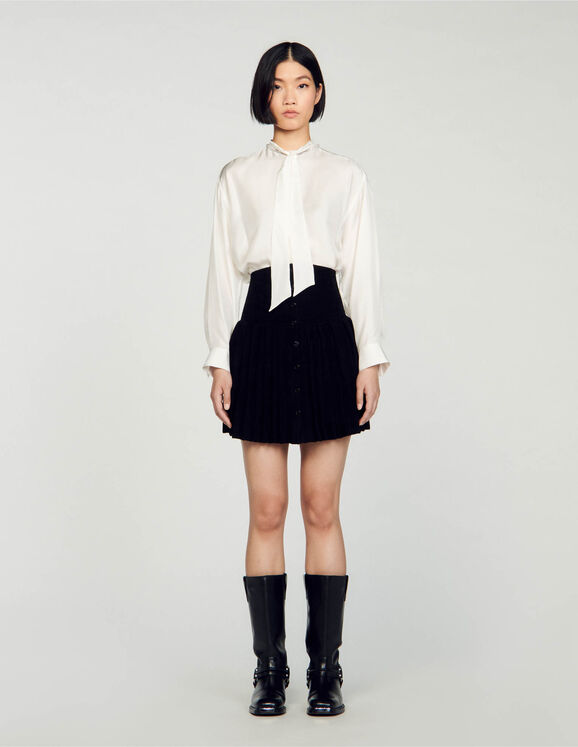 Short velvet knit skirt Black Femme