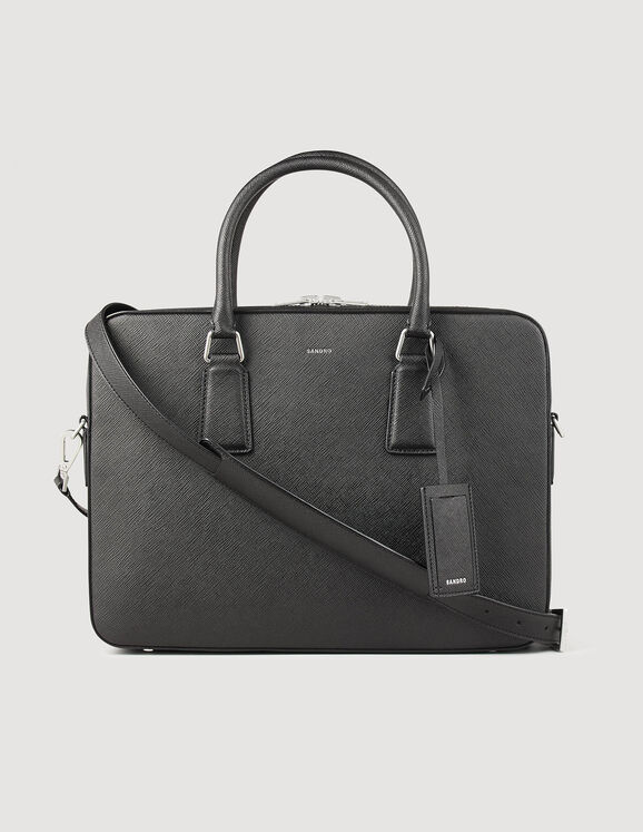 Briefcase en cuir format slim Noir Homme
