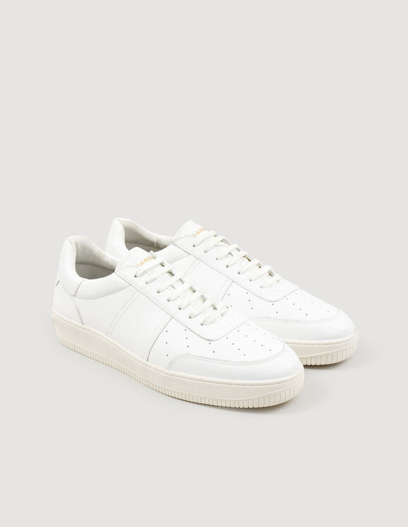 Trainers in certified leather white Homme