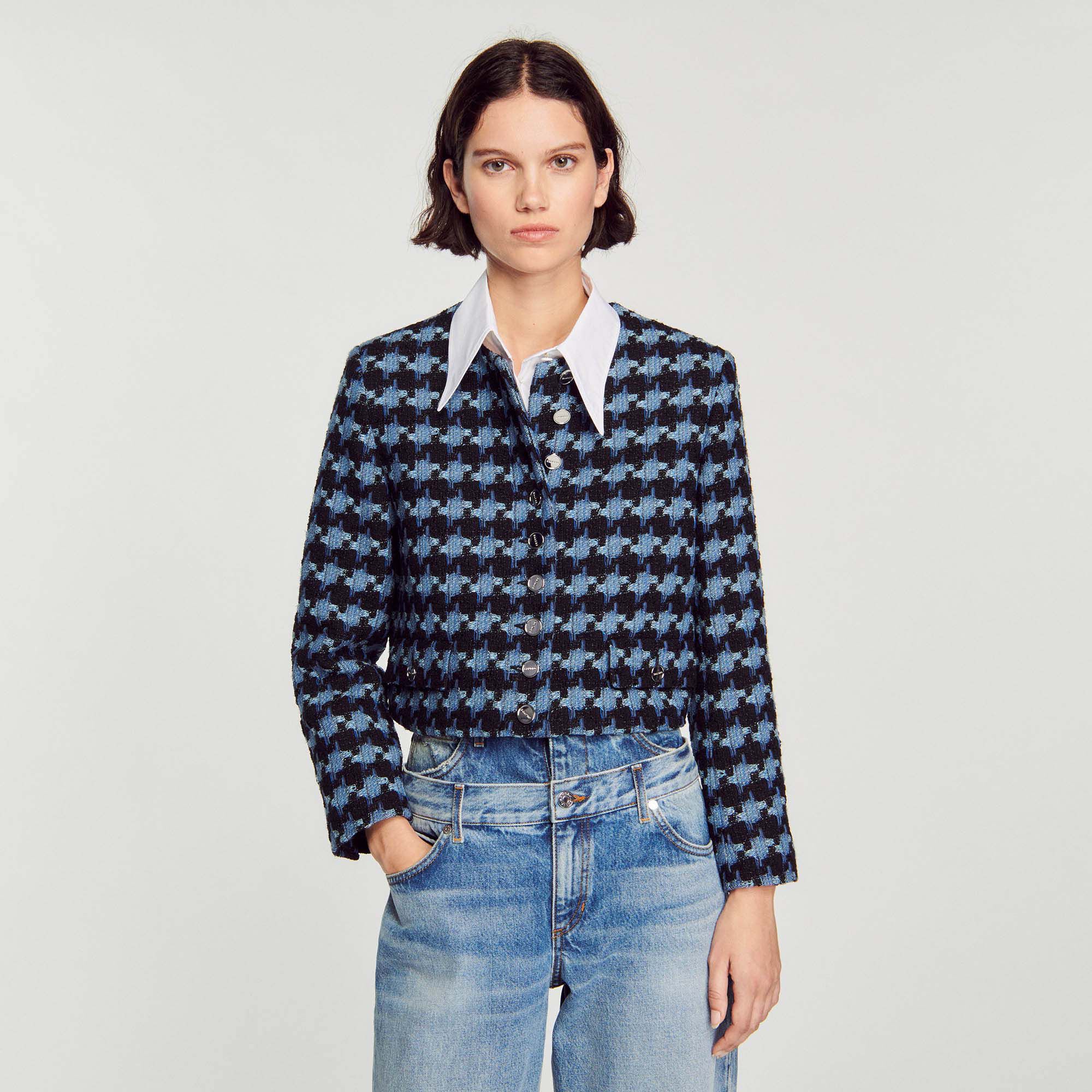 Cropped top houndstooth jacket