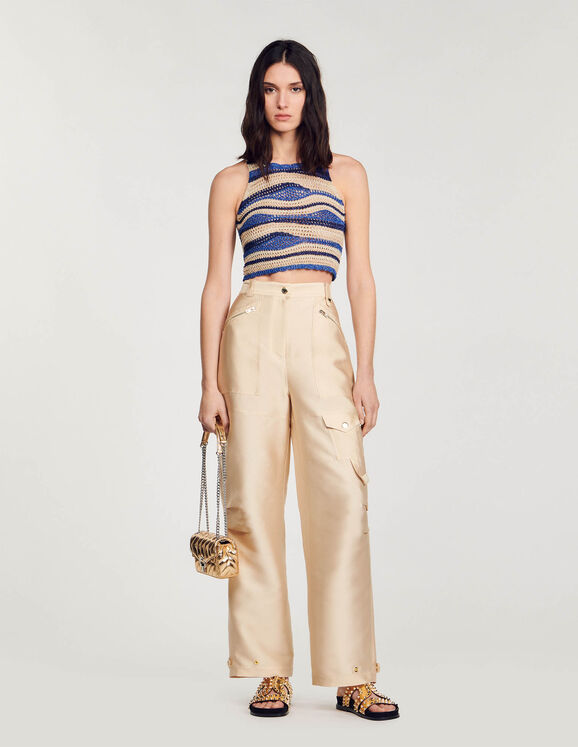 Cropped knit top Blue / Gold Femme