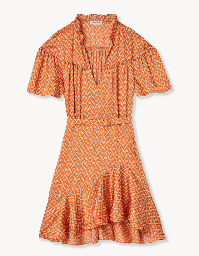 Ruffled dress with small heart print