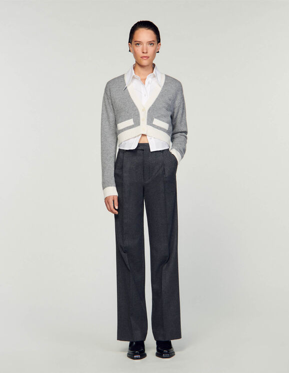 Cropped knitted cardigan Grey Femme